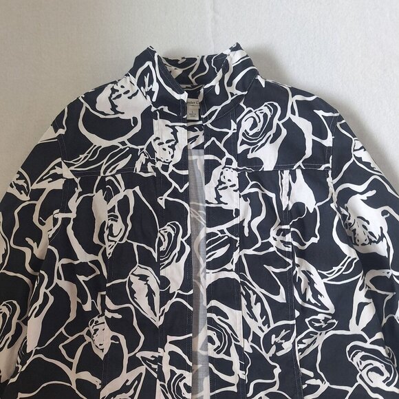 💙 Coldwater Creek Artsy 100% Cotton Jacket Size L Preppy Contemporary - Picture 2 of 8